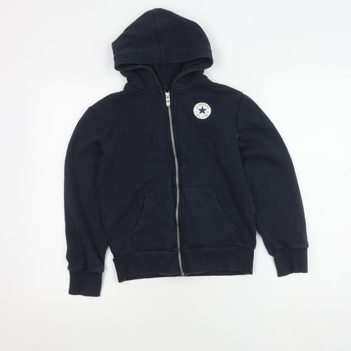 Converse Boys Black Hooded Jacket Size 10-12, Full Zip, Casual