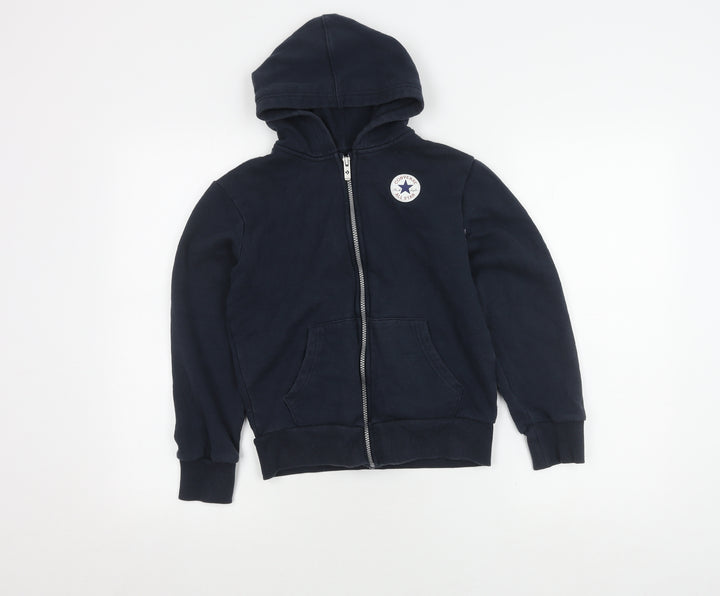 Converse Boys Black Hooded Jacket Size 10-12, Full Zip, Casual