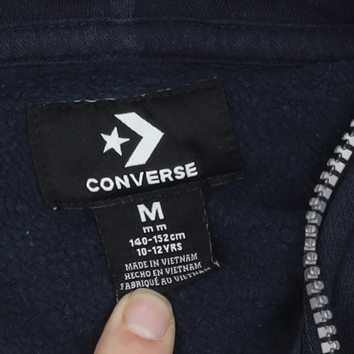 Converse Boys Black Hooded Jacket Size 10-12, Full Zip, Casual