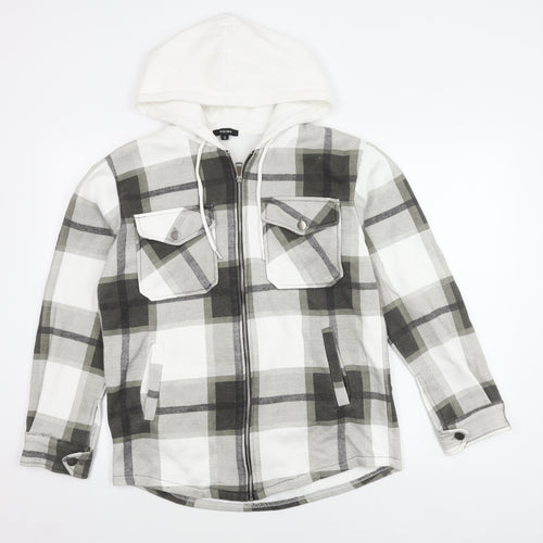 Rising Men's Multicoloured S Checked Hooded Jacket