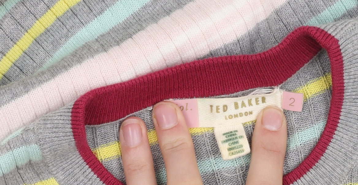 Ted Baker Women's Multicoloured Striped Knit Dress Size 6