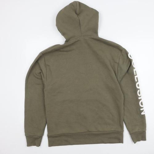 Collusion Men's Green Hoodie M Pullover Logo Accent