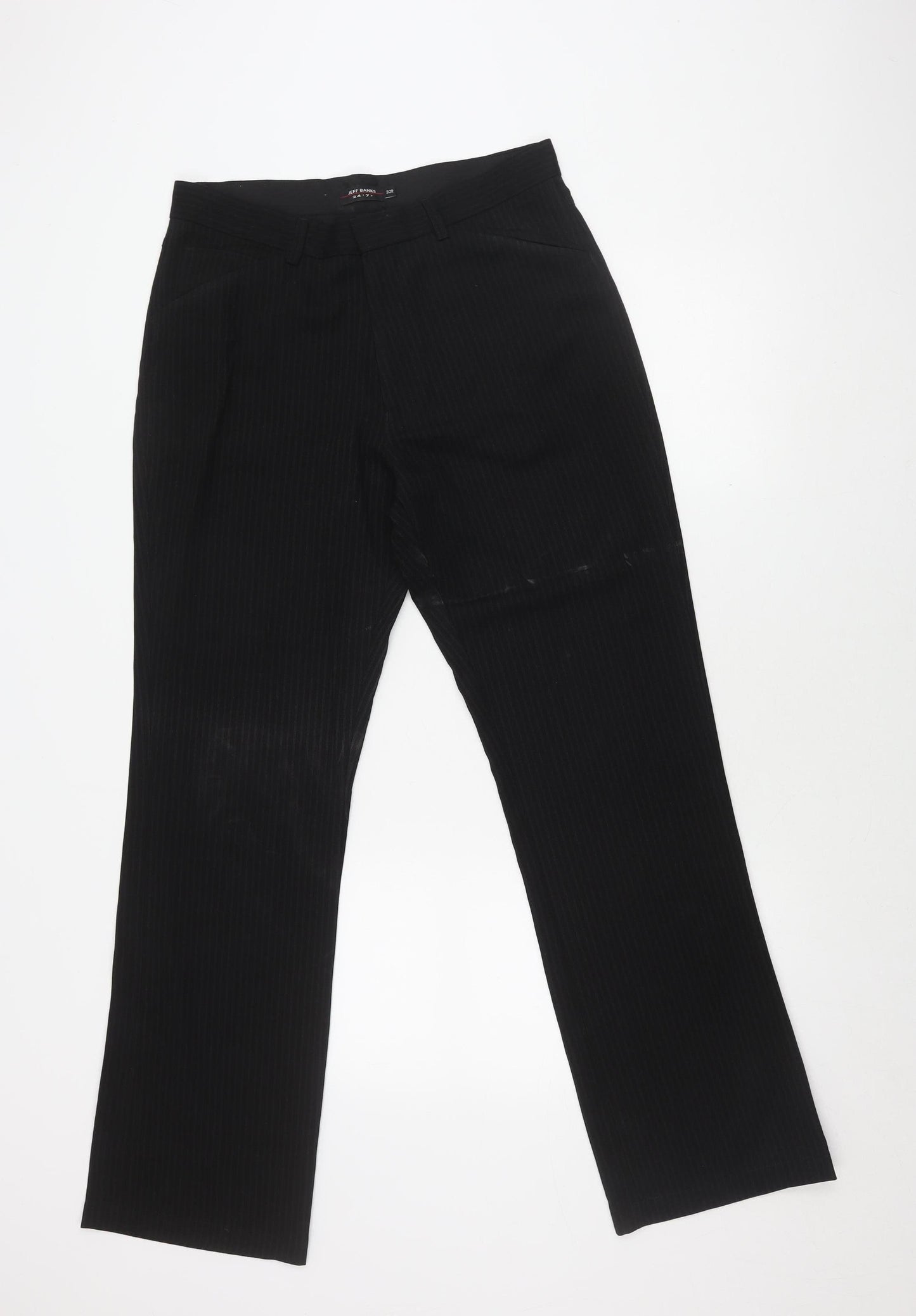 Jeff Banks Black Striped Trousers 32R Unisex