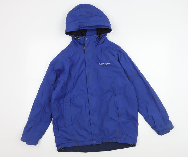 Sprayway Boys Blue Waterproof Hooded Jacket Size 12-13 Years