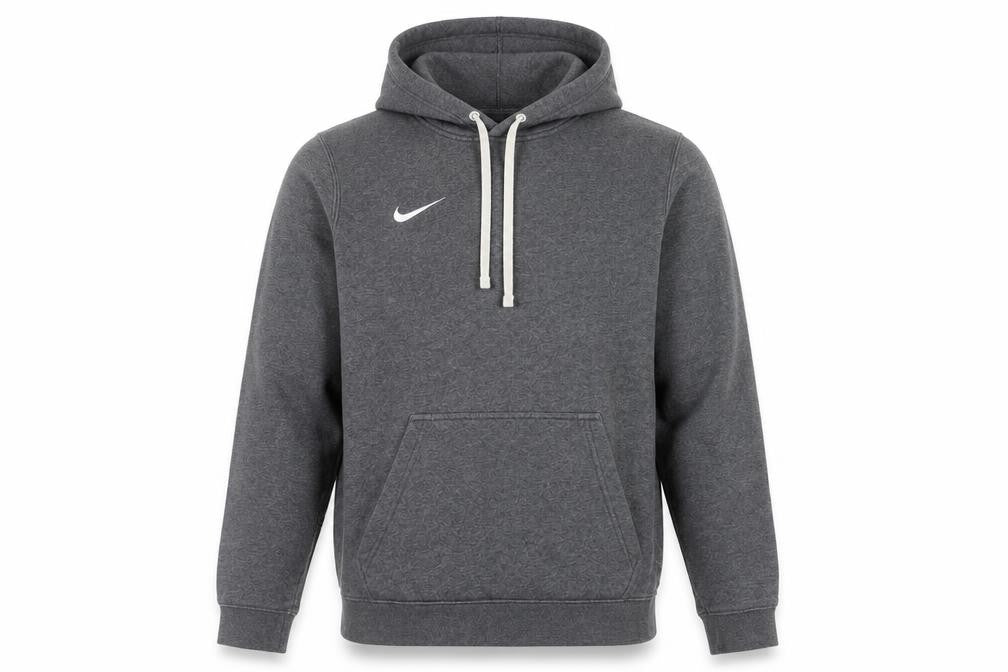 Front view of Nike Men's Grey Pullover Hoodie, size S, Hooded Logo