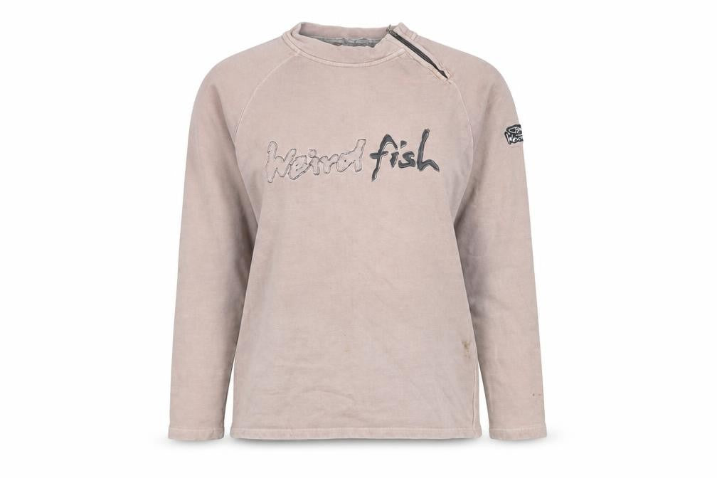Front view of Weird Fish Women's Grey Pullover Sweatshirt, size M