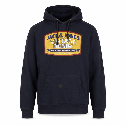 Jack & Jones Blue Graphic Hoodie, Men’s M, Logo Pullover