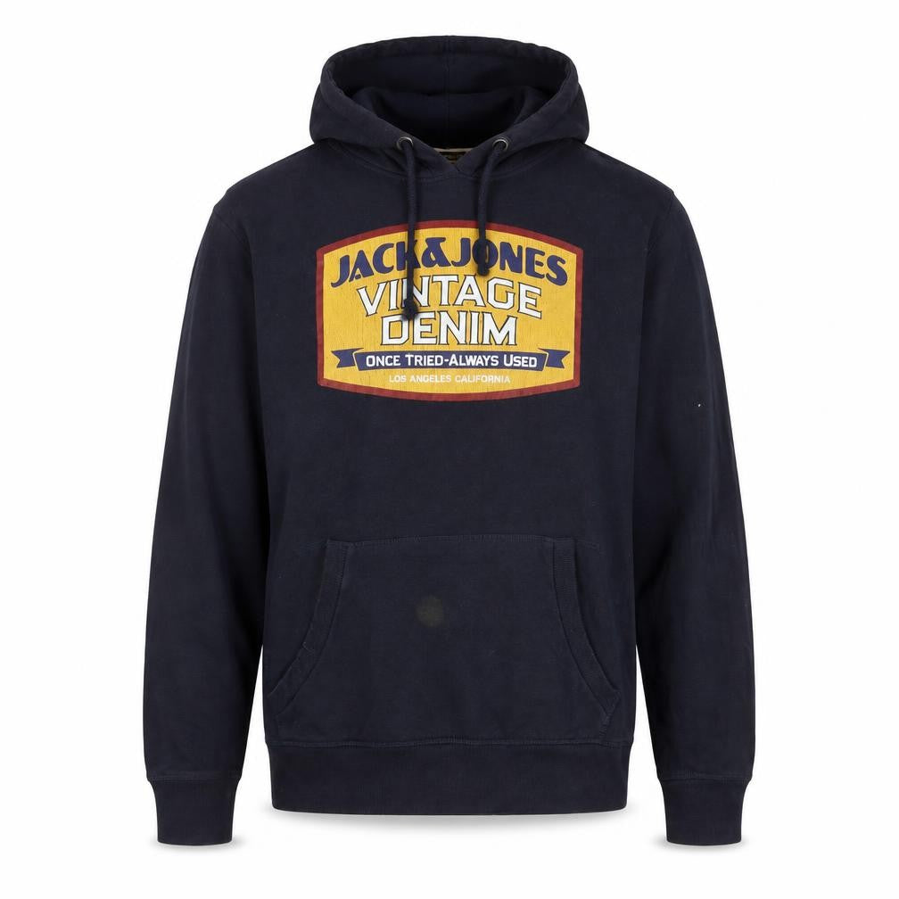 Jack & Jones Blue Graphic Hoodie, Men’s M, Logo Pullover
