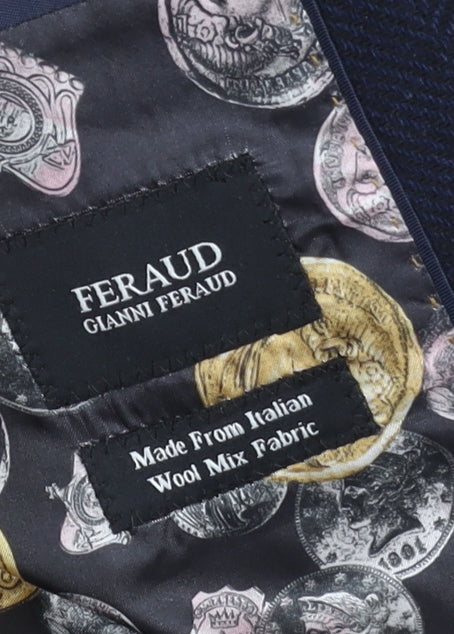 Feraud Men's Navy Blazer 40 Regular Wool Blend