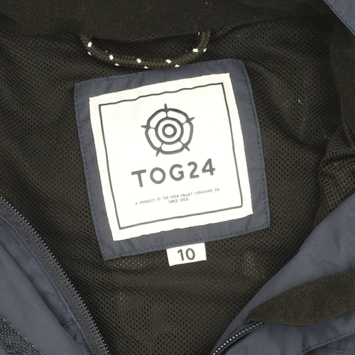 TOG24 Women's Blue Rain Jacket, Size 10, Hooded, Zip
