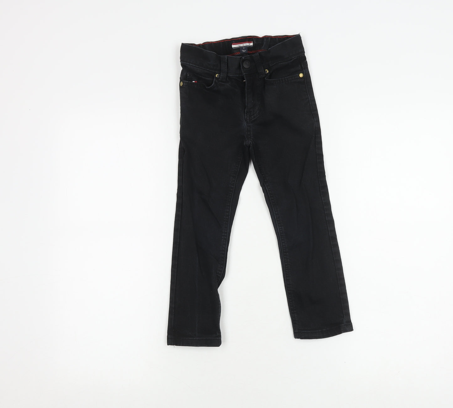 Tommy Hilfiger Boys Black Skinny Jeans, Size 5, Adjustable Waist