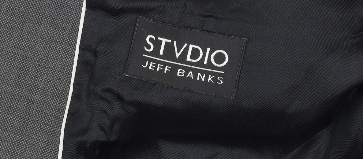 Stvdio Jeff Banks Men's Grey Blazer, Size 46, Regular Fit