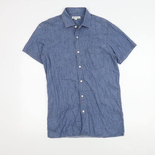 Reiss Men's Blue S Chambray Short Sleeve Shirt