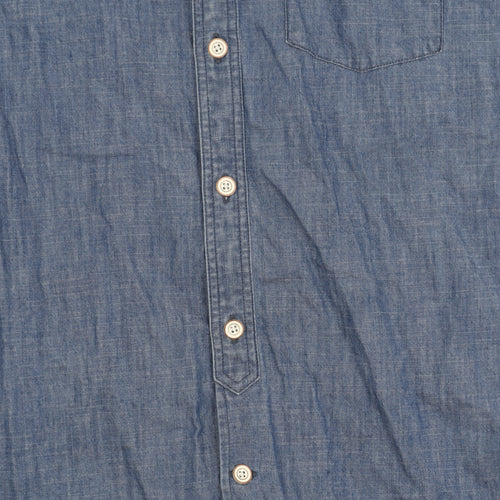 Reiss Men's Blue S Chambray Short Sleeve Shirt