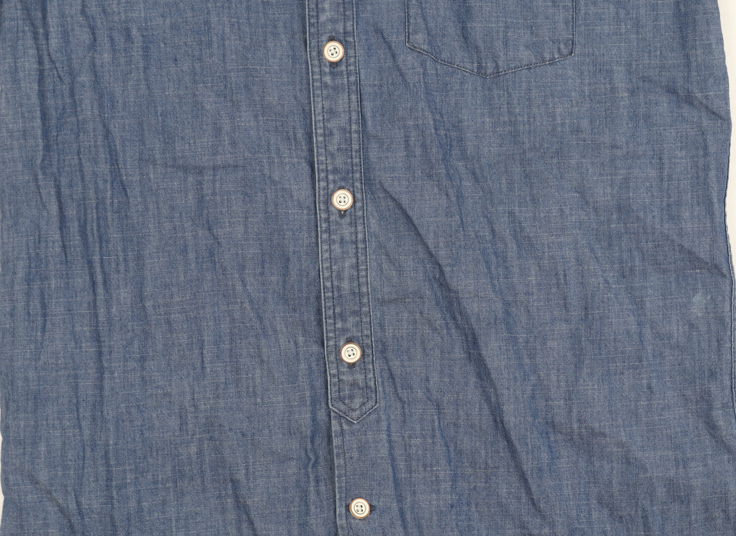 Reiss Men's Blue S Chambray Short Sleeve Shirt