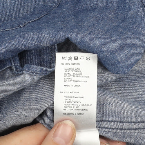 Reiss Men's Blue S Chambray Short Sleeve Shirt