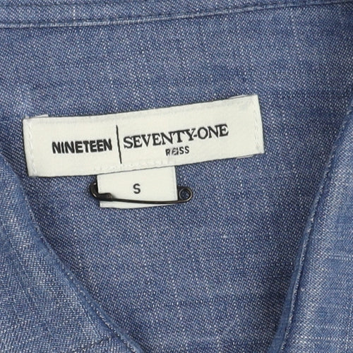 Reiss Men's Blue S Chambray Short Sleeve Shirt