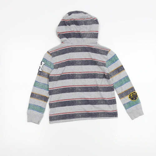 Tommy Hilfiger Boys Grey Striped Pullover Hoodie 6-7 Years