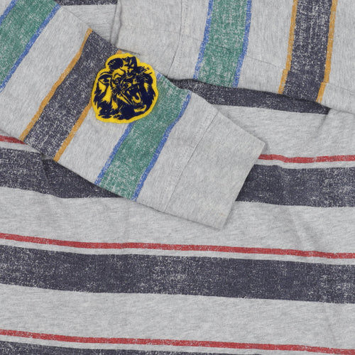 Tommy Hilfiger Boys Grey Striped Pullover Hoodie 6-7 Years