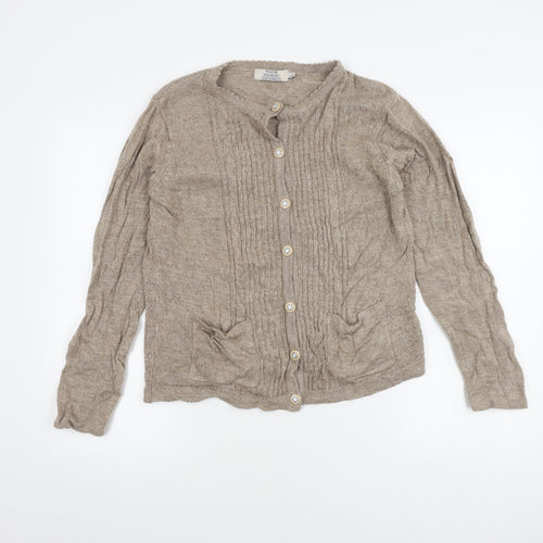Honor Millburn Women's Beige Cardigan S Round Neck