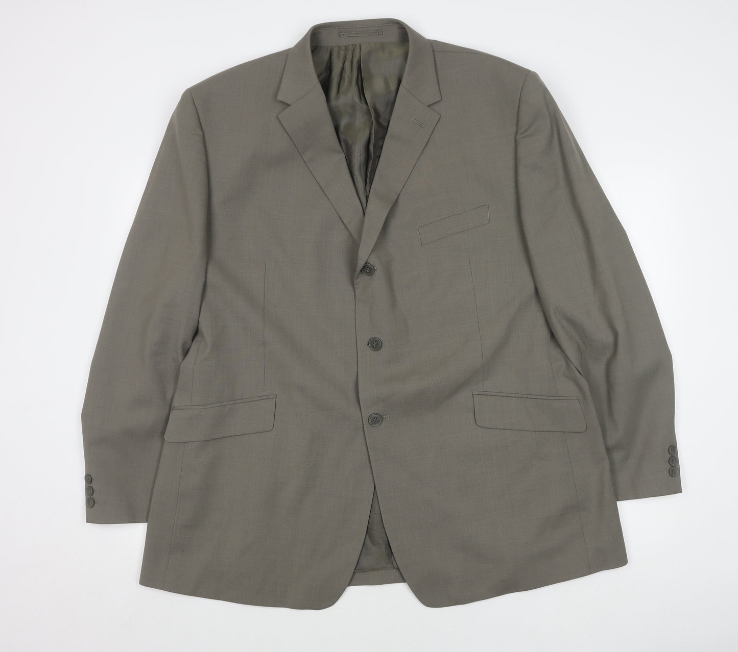 Men's Grey Wool Blend Blazer, Size 48, Regular Fit