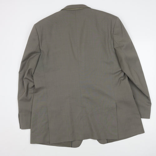 Men's Grey Wool Blend Blazer, Size 48, Regular Fit