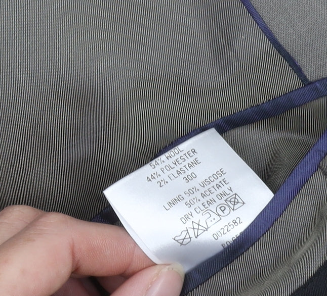 Men's Grey Wool Blend Blazer, Size 48, Regular Fit