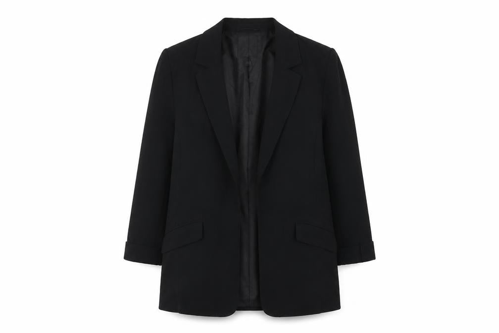 Front view of River Island Women's Black Blazer, size 10, Regular Fit