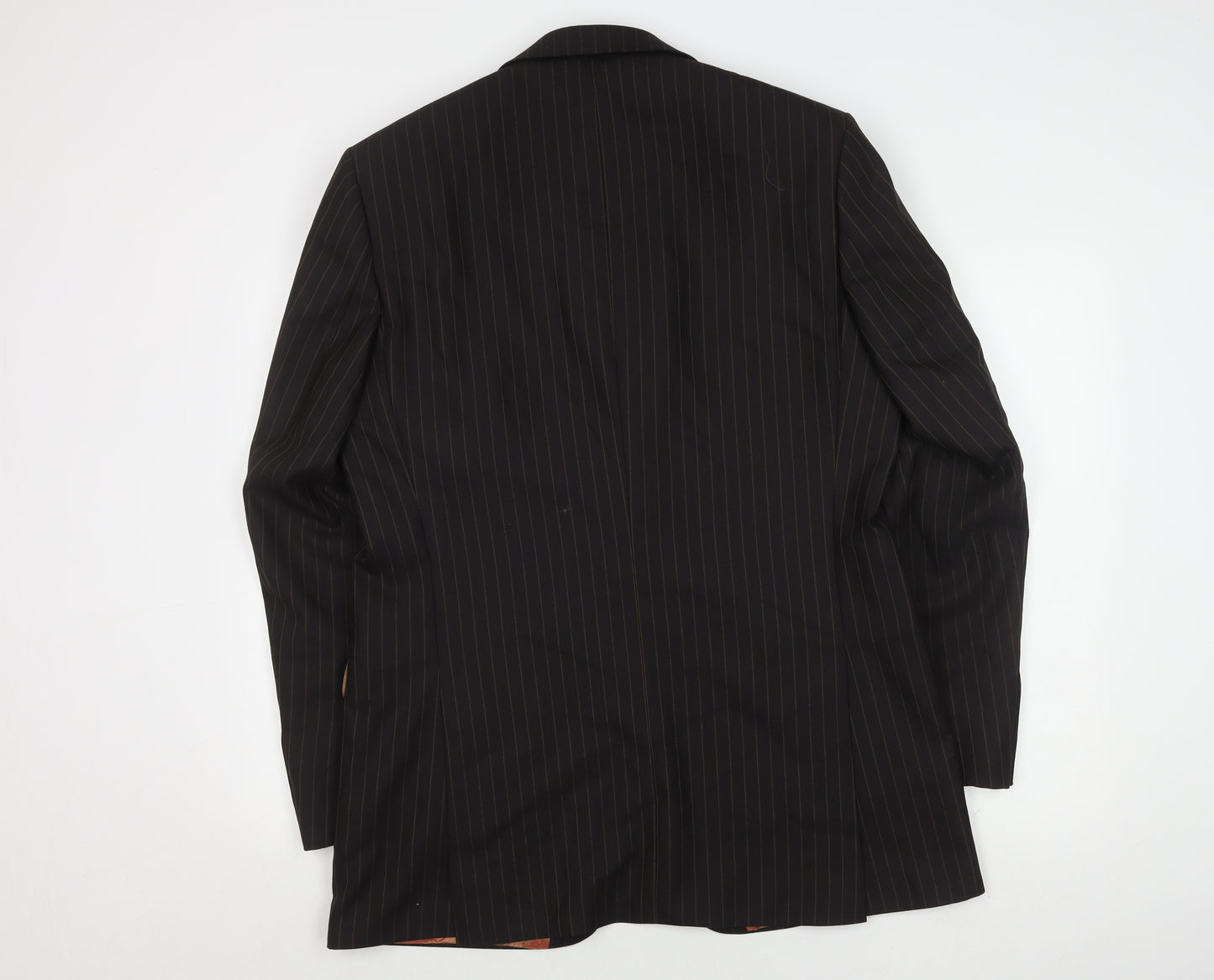 Men's Black Striped Wool Suit Jacket, 42 Long