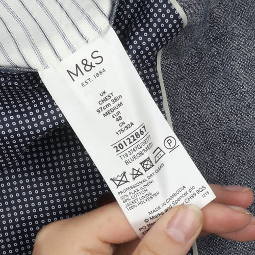 Marks and Spencer Men's Blue Linen Blazer 38R