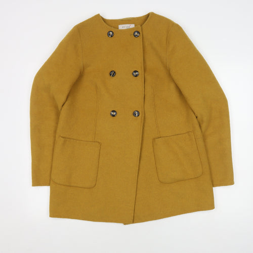 Marks and Spencer Women's Yellow Wool Blend Pea Coat Size 10