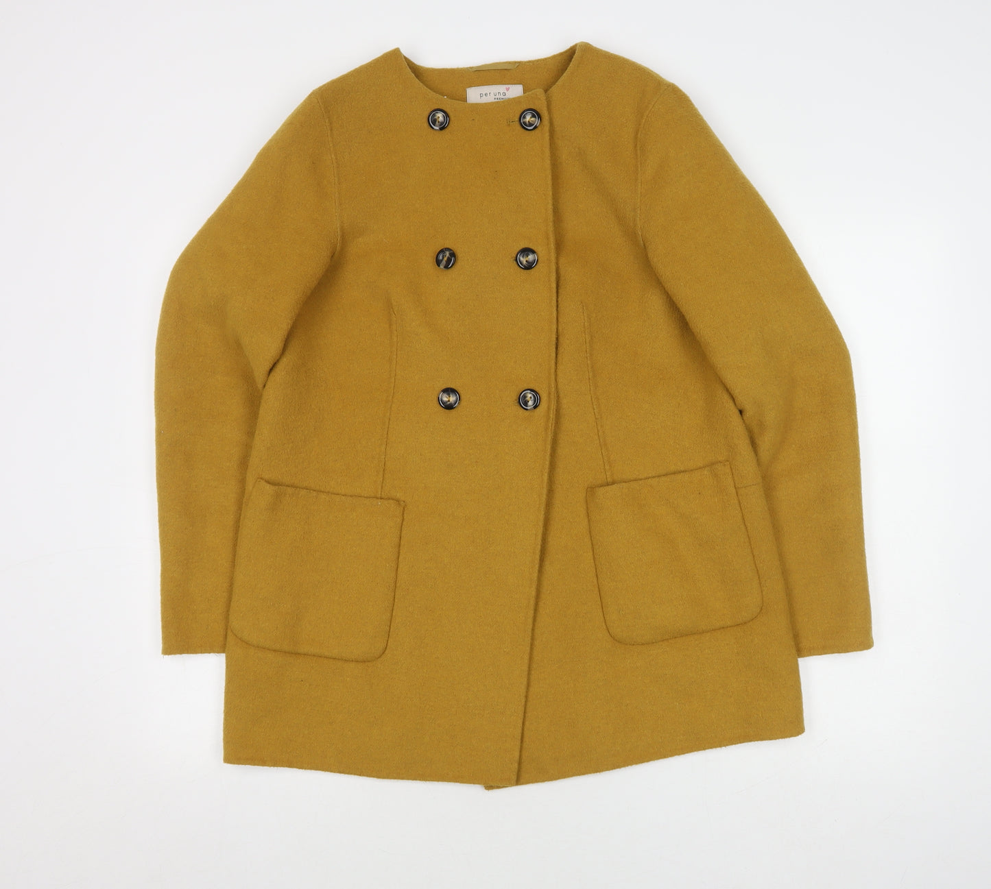 Marks and Spencer Women's Yellow Wool Blend Pea Coat Size 10
