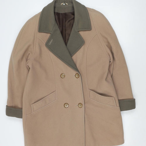 Klass Collection Women's Beige Wool Pea Coat Size 12