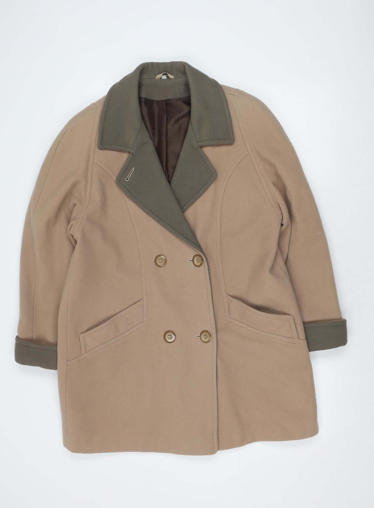 Klass Collection Women's Beige Wool Pea Coat Size 12