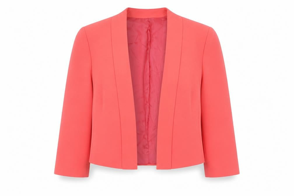 Front view of Roman women’s pink single-breasted suit jacket, size UK 18