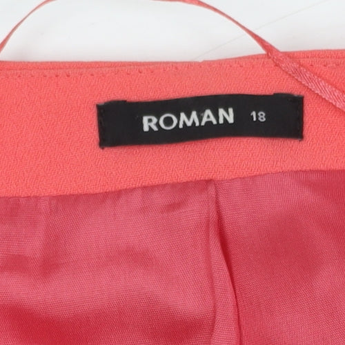 Roman Womens Pink Single-Breasted Suit Jacket Size 18