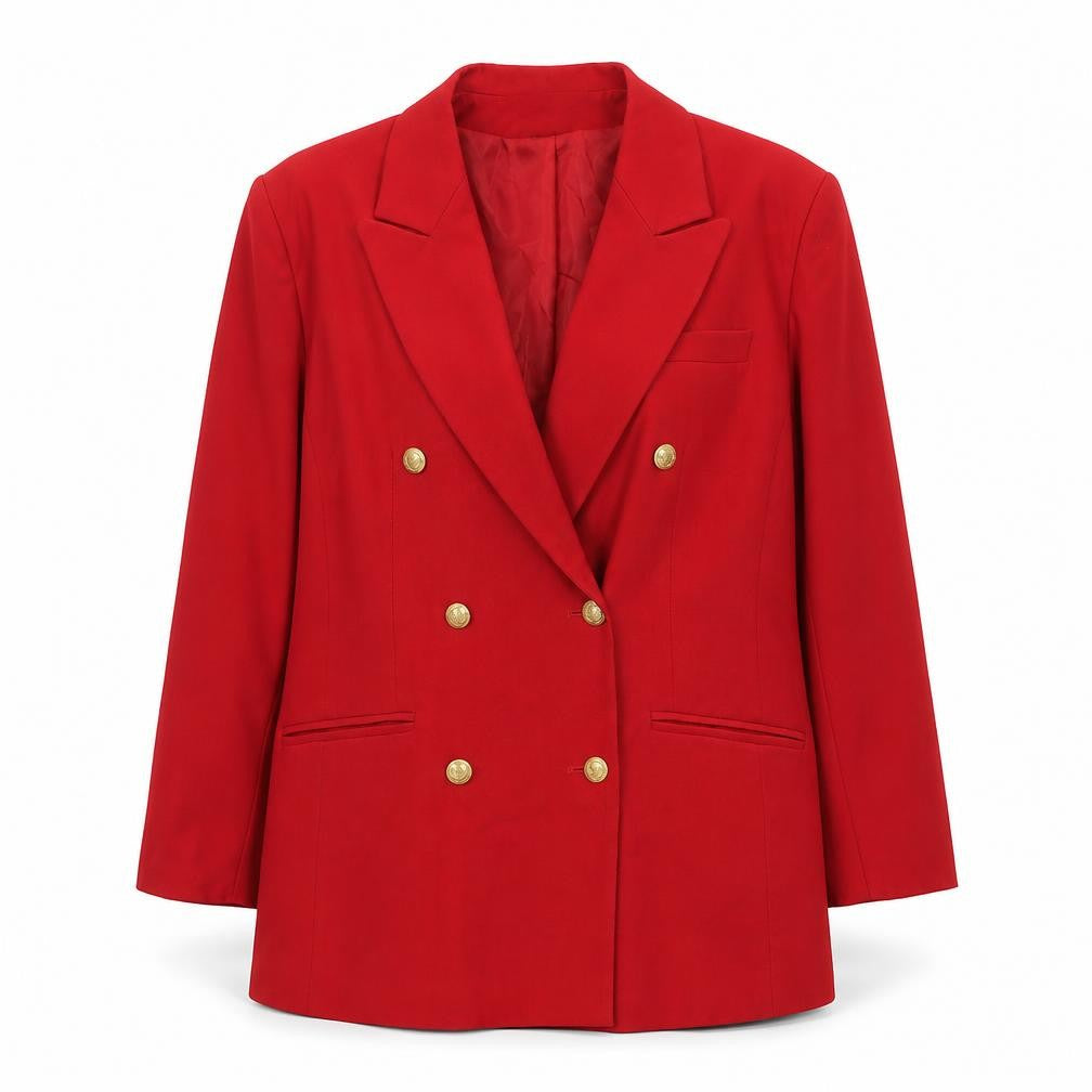 Front view of Modern Classics Women's Red Double-Breasted Blazer