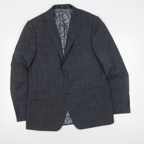 Marks and Spencer Men's Blue Check Blazer 40R