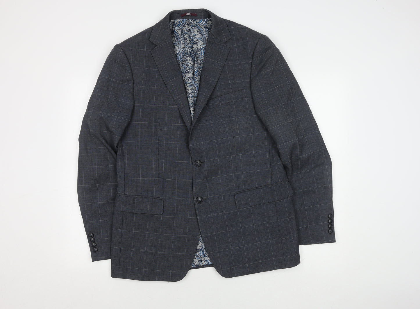 Marks and Spencer Men's Blue Check Blazer 40R