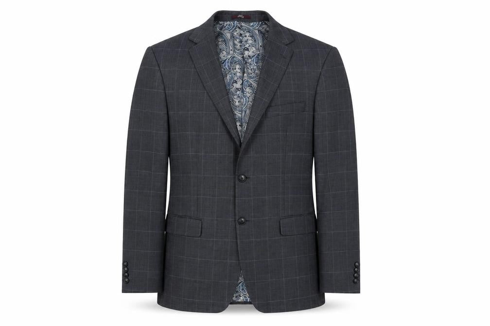 Front view of Marks & Spencer Men's Blue Check Blazer 40R