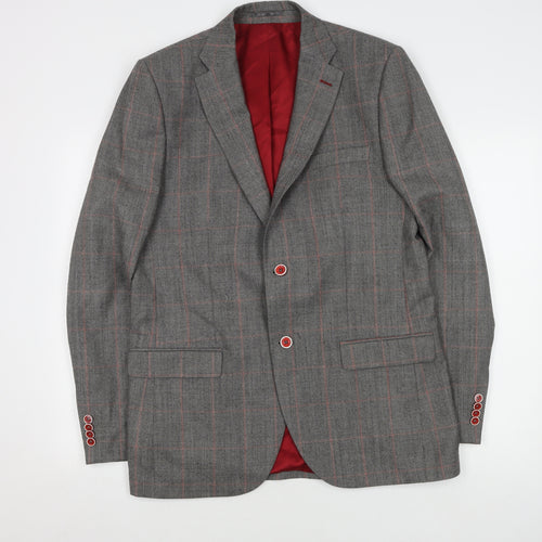 Skopes Men's Grey Check Blazer 42L Wool Formal