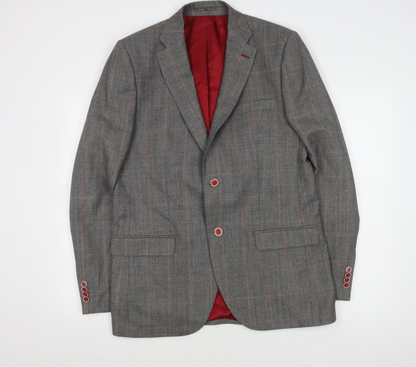 Skopes Men's Grey Check Blazer 42L Wool Formal