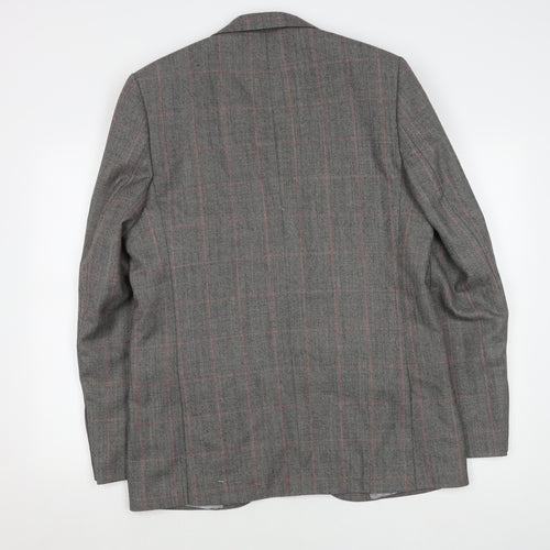 Skopes Men's Grey Check Blazer 42L Wool Formal