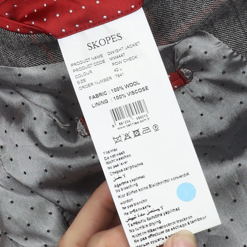 Skopes Men's Grey Check Blazer 42L Wool Formal