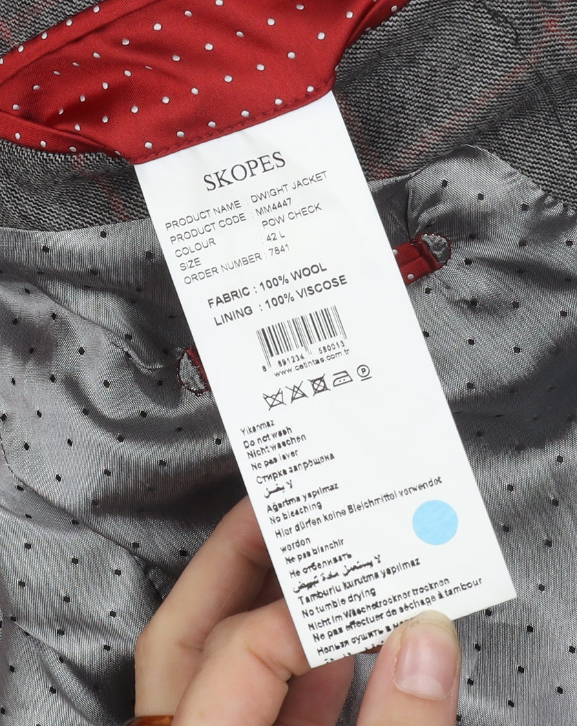 Skopes Men's Grey Check Blazer 42L Wool Formal