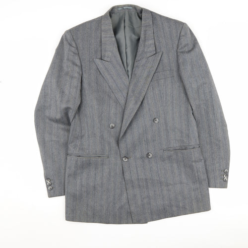 Canda Men's Grey Striped Double-Breasted Blazer 38R
