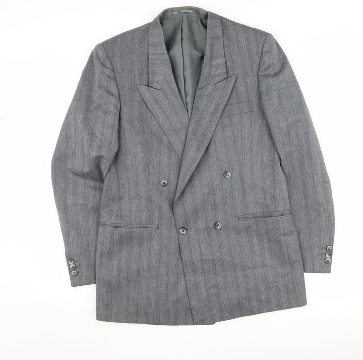 Canda Men's Grey Striped Double-Breasted Blazer 38R