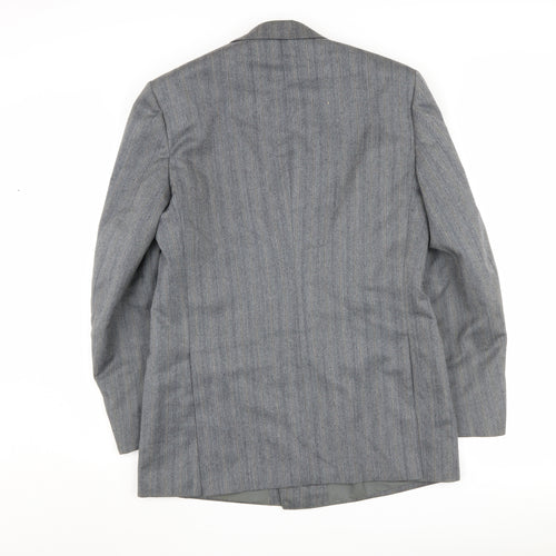 Canda Men's Grey Striped Double-Breasted Blazer 38R