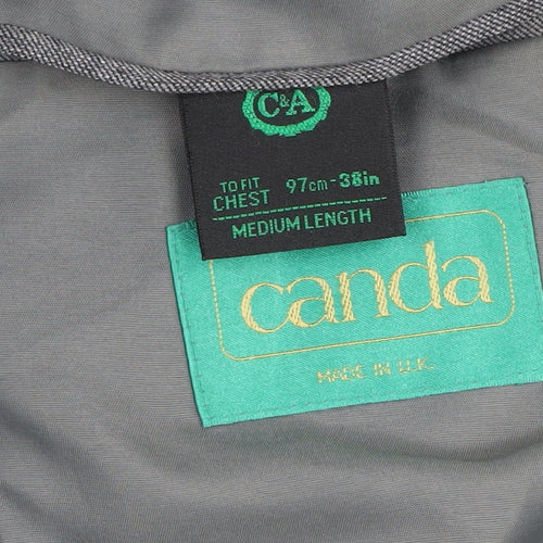 Canda Men's Grey Striped Double-Breasted Blazer 38R