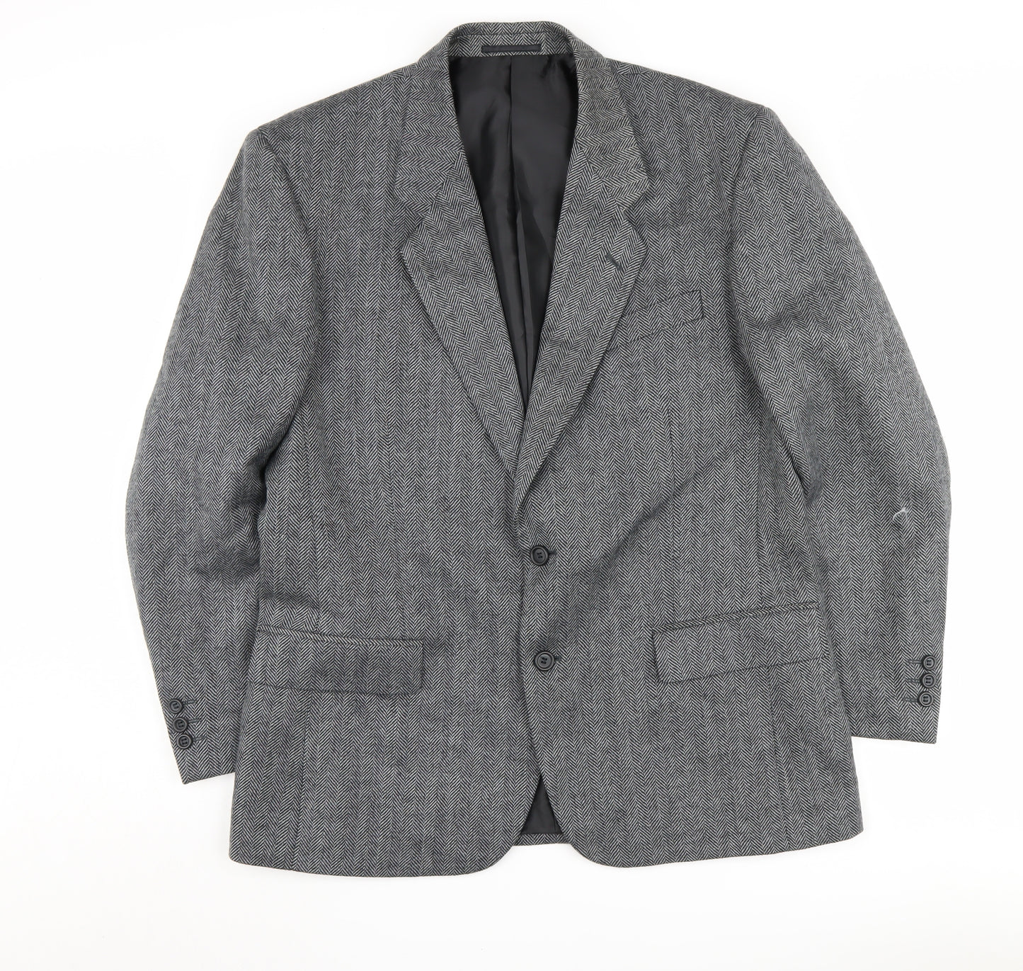 Greenwoods Men's Grey Herringbone Wool Blazer 42 REG